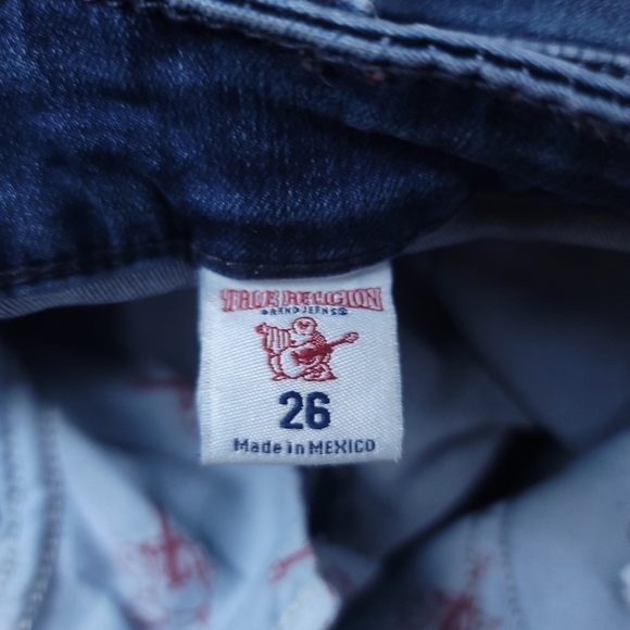 TRUE RELIGION  CURVY SKINNY FLP MIDNIGHT SN WASH RAW Hem Size26 - Picture 5 of 11